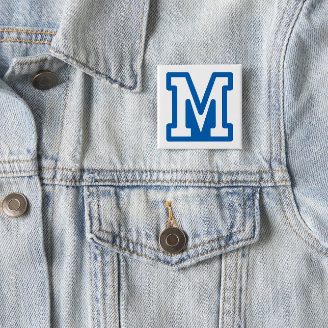 Blue Varsity Letter M Monogram Button (Von Creator hochgeladen)