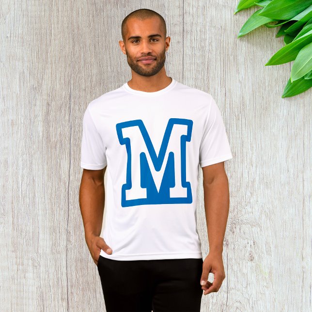 Blue Varsity Letter M Monogram T-Shirt (Von Creator hochgeladen)