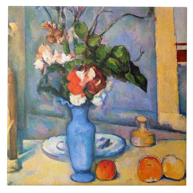 Blue Vase Blume, Paul Cezanne Fliese (Vorderseite)