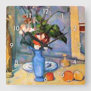 Blue Vase Blume, Paul Cezanne Quadratische Wanduhr