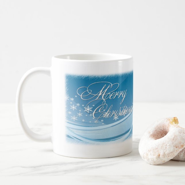 Blue Vector Snowflake Weihnachts-Tasse Tasse (Mit Donut)