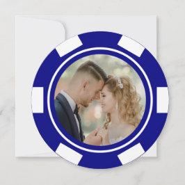 Blue Vegas Poker Chip Wedding Elopement Party Einladung