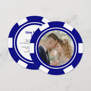 Blue Vegas Poker Chip Wedding Elopement Party Einladung