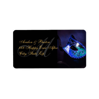 Blue Venezianisch Masquerade Maskenanschrift Adressaufkleber