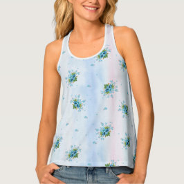 Blue vergiss-me-not ist auf einem weichen pink-bla tanktop