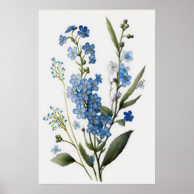 Blue vergiss me Nots Blume Art Print Poster (Vorne)