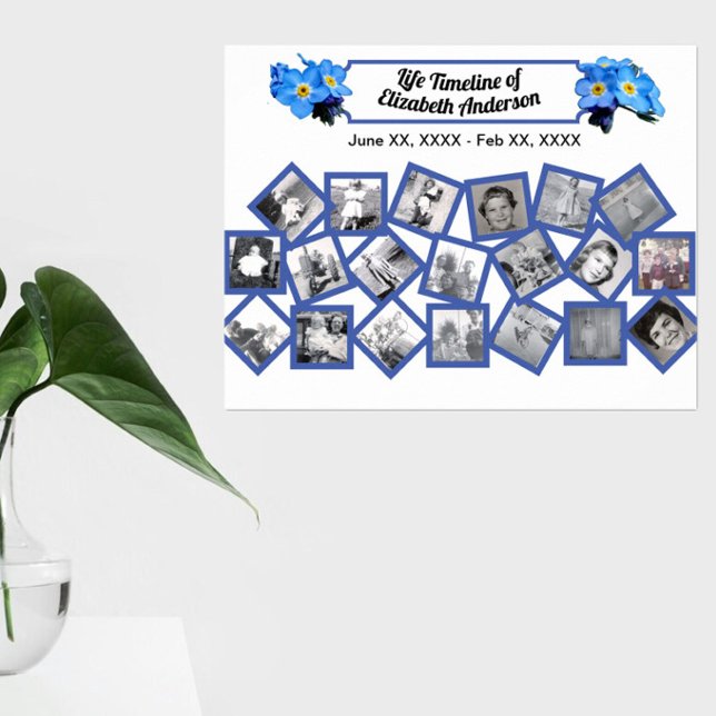 Blue vergiss Me Nots Timeline Foto Collage Poster (Von Creator hochgeladen)
