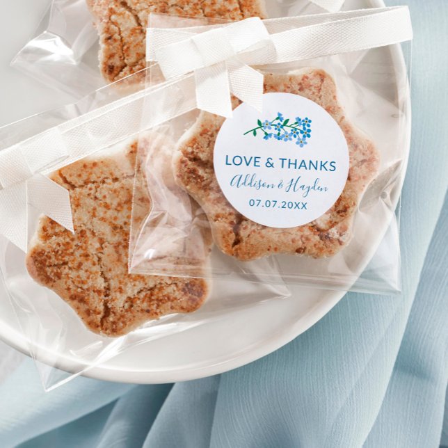 Blue Vergiss mich nicht Hochzeit Liebe & Danke Runder Aufkleber (Von Creator hochgeladen)