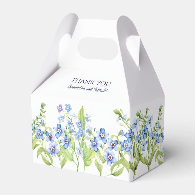 Blue Vergiss mich nicht Watercolor Hochzeit Danke Geschenkschachtel (Vorderseite)