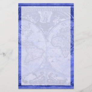 Blue Version Antique World Map J Blaeu 1664 Briefpapier