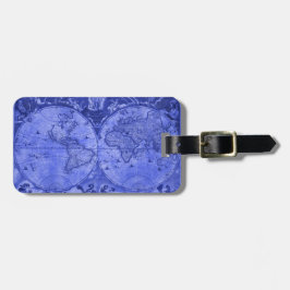 Blue Version Antique World Map J Blaeu 1664 Gepäckanhänger