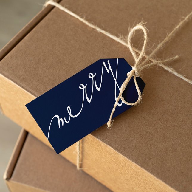 Blue Very Merry Custom Foto Weihnachten Geschenkanhänger (Von Creator hochgeladen)