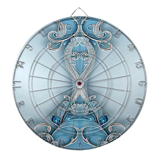 Blue Verziert Floral Dartboard Dartscheibe (vorne)