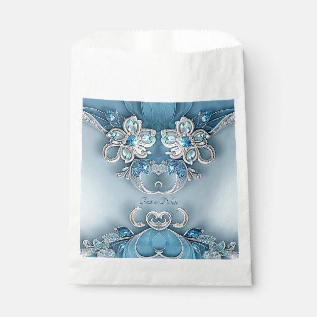 Blue Verziert Floral Favor Bag Geschenktütchen (Vorderseite)