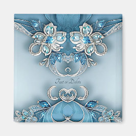 Blue Verziert Floral Magnet