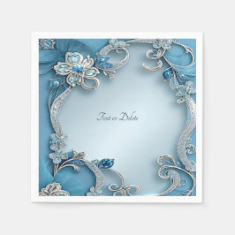 Blue Verziert Floral Napkins Serviette