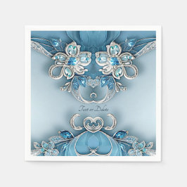 Blue Verziert Floral Napkins Serviette