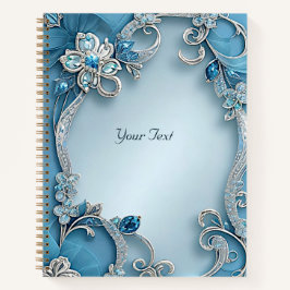Blue Verziert Floral Notebook Notizbuch