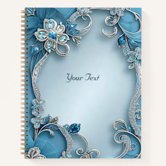 Blue Verziert Floral Notebook Notizbuch