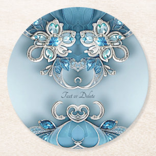 Blue Verziert Floral Paper Untersetzer