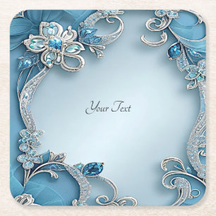 Blue Verziert Floral Paper Untersetzer