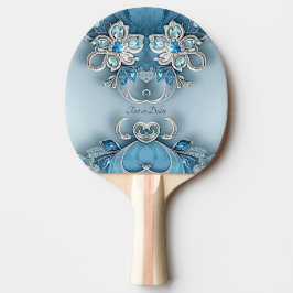 Blue Verziert Floral Ping Pong Paddle Tischtennis Schläger