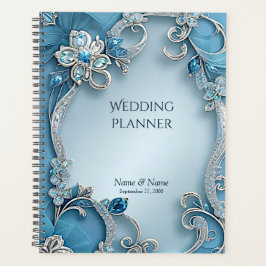 Blue Verziert Floral Planner Planer