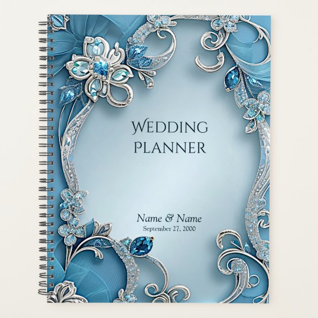 Blue Verziert Floral Planner Planer (Vorderseite)