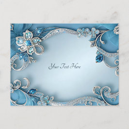 Blue Verziert Floral Postcard Postkarte