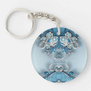 Blue Verziert Floral Schlüsselanhänger