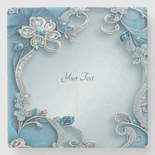 Blue Verziert Floral Stone Untersetzer