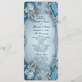 Blue Verziert Floral Wedding Program Programm