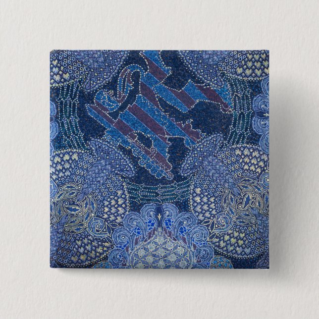 Blue Verziert Mosaic Art, Deutschland Button (Vorderseite)
