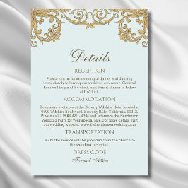 Blue Verziert Rokoko Vintage Wedding Details Begleitkarte