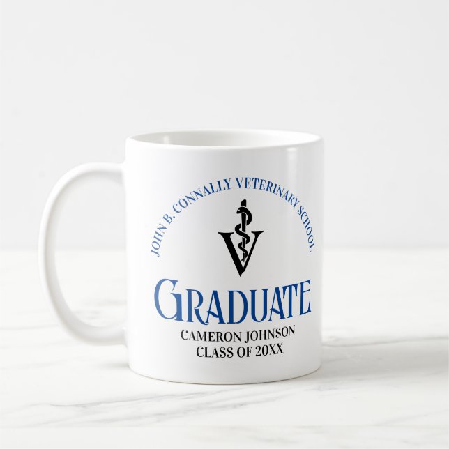 Blue Veterinary School Abschluss Custom Kaffeetasse (Links)