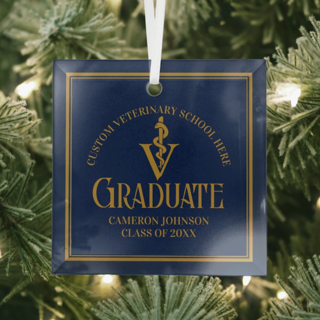 Blue Veterinary School Abschluss Weihnachten Ornament Aus Glas (Insitu)