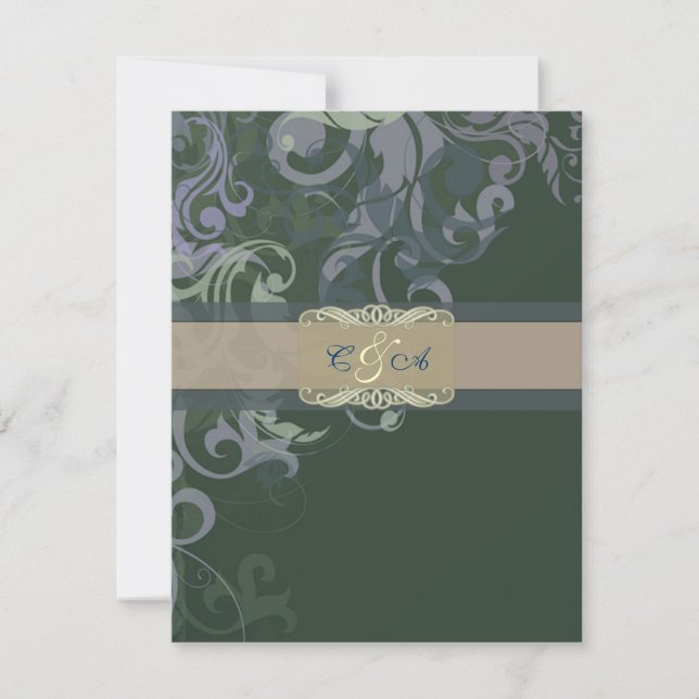 Blue Victoria Wedding Card Einladung (Vorderseite)