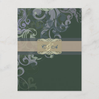 Blue Victoria Wedding Card Einladung