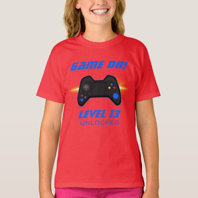Blue Video Game Birthday Party T - Shirt (Vorderseite)