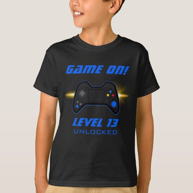 Blue Video Game Birthday Party T - Shirt (Vorderseite)