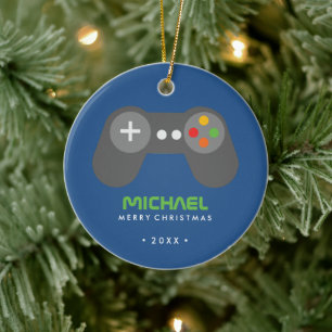 Blue Video Game Controller Kids Weihnachten Keramik Ornament