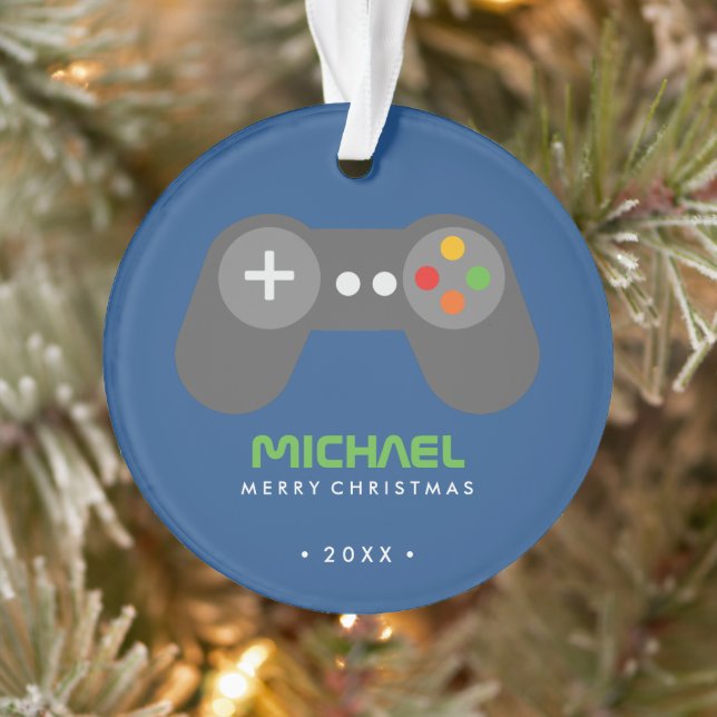 Blue Video Game Controller Kids Weihnachten Ornament (Baum)