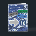 Blue Video Gamer 10. Geburtstag Karte<br><div class="desc">Eine coole blaue Videogame-10. Geburtstagskarte für Jungen. Es bietet ein Pixel-Videospiel blaues Design auf der Vorder- und Rückseite der Karte. Die Innenseite liest eine Meldung mit der Geburtstagskarte, die leicht personalisiert werden kann, wenn sie gewollt wird. Diese lustige Gamer-10. Geburtstagskarte würde einen großen Sake für Enkel, Sohn, Gott, etc. machen....</div>