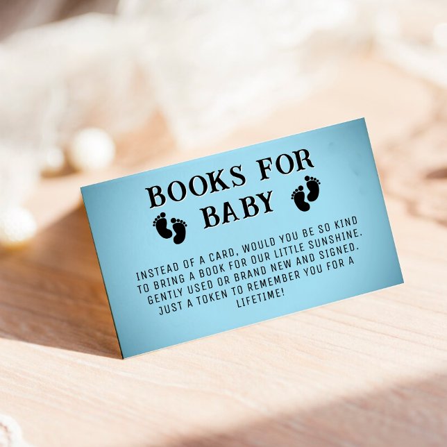 Blue Vignette Footprint Bücher für Babydusche Begleitkarte (Blue Vignette Footprint Books for Baby Shower Enclosure Card)