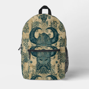 Blue Viking Head Bedruckter Rucksack