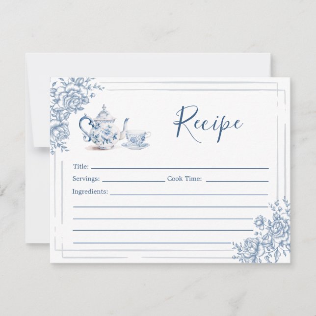 Blue Viktorianisch Garden Brautparty Teatro Social Einladung (Vorderseite)