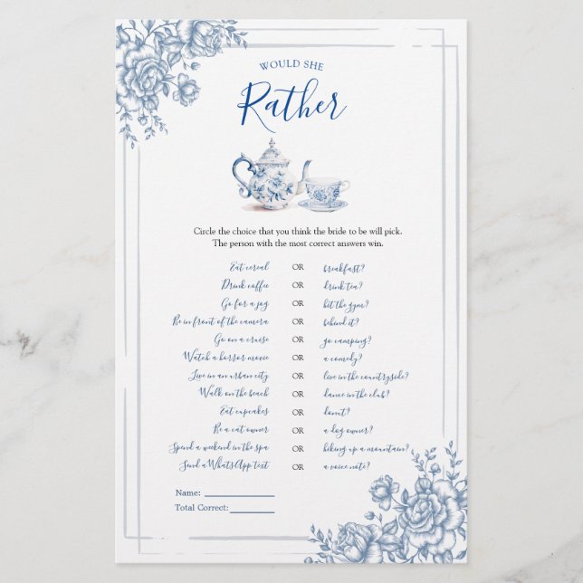 Blue Viktorianisch Garden Bridal Tea würde sie ehe (Vorderseite)