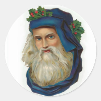 Blue Viktorianisch Santa Santa Runder Aufkleber