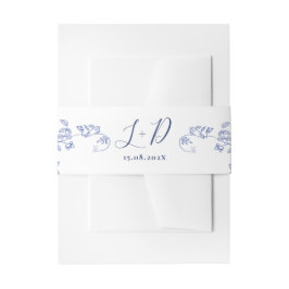 Blue Viktorianisch Wedding Einladung Bauchband Einladungsbanderole