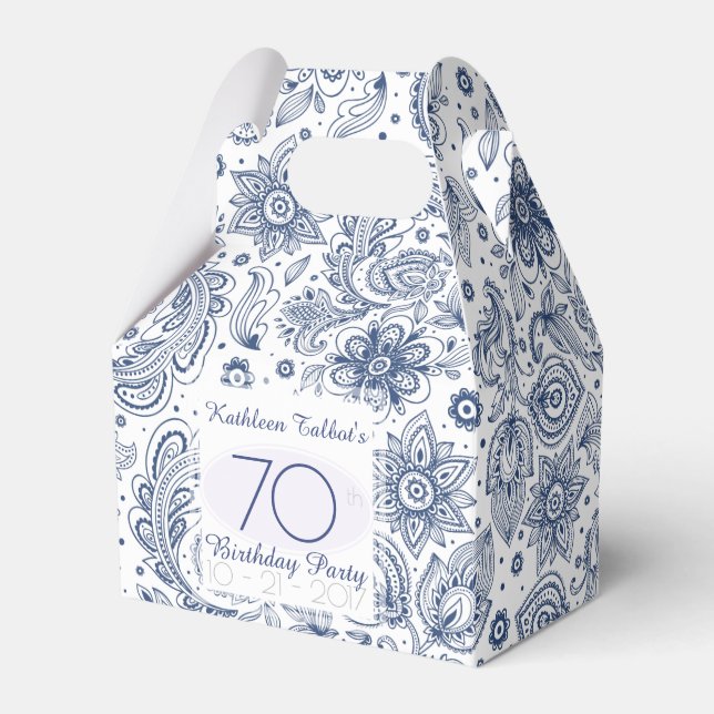 Blue Vintag 70. Geburtstag Vielen Dank für Ihr Int Geschenkschachtel (Vorderseite)
